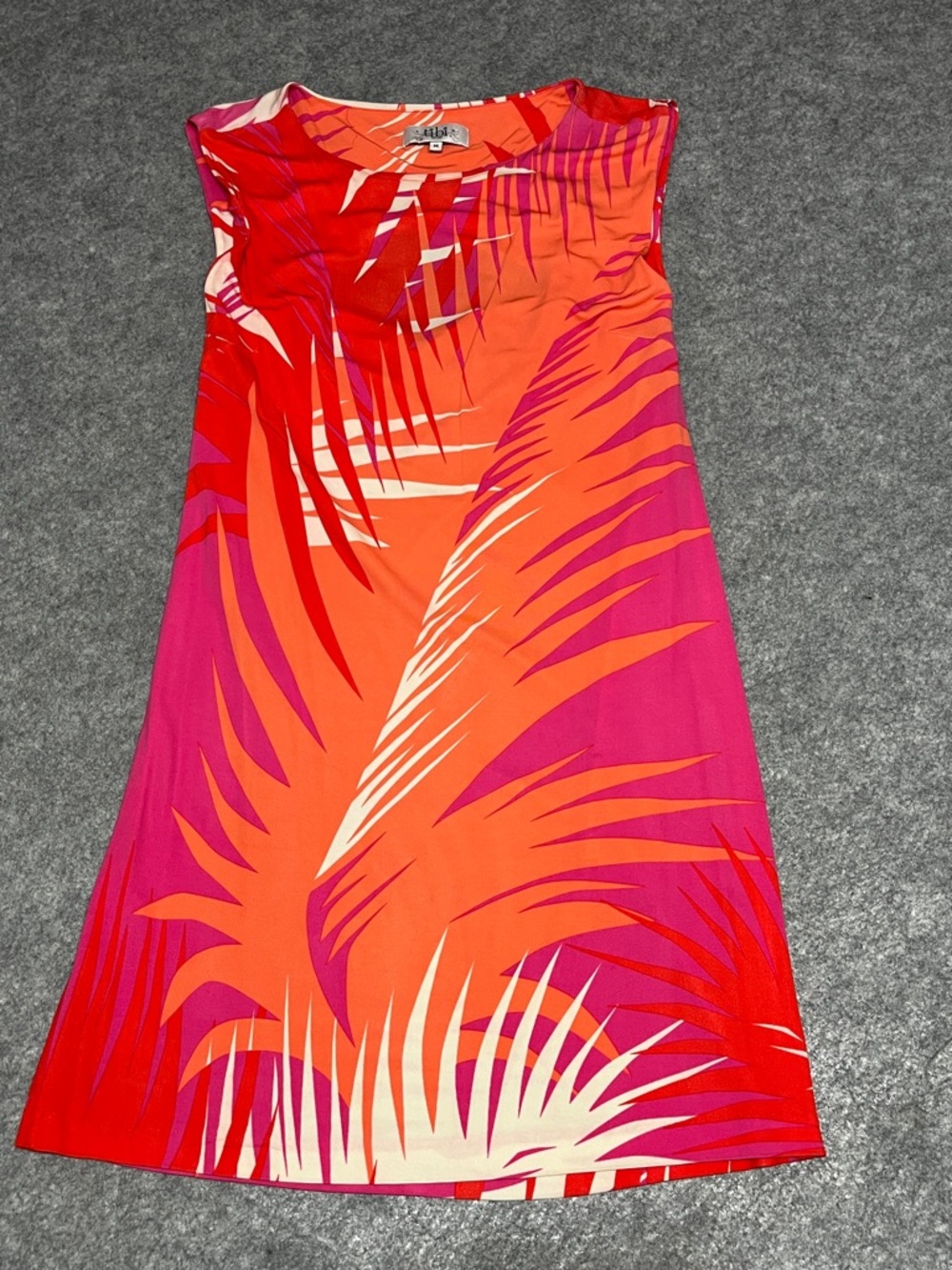 Tibi Palm-Print Mini Dress in Pink, Orange & White - Picture 4 of 8